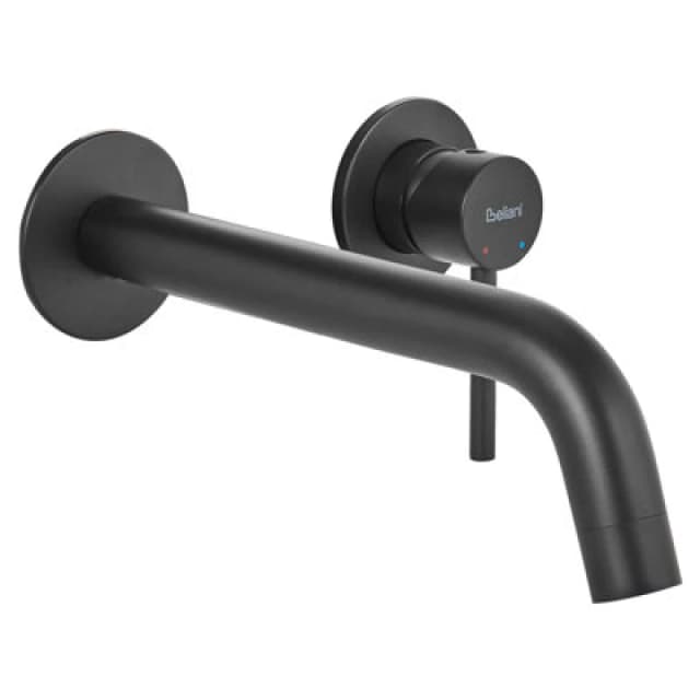Beliani Wall Mounted Basin Mixer Tap Ishinca Brass Black