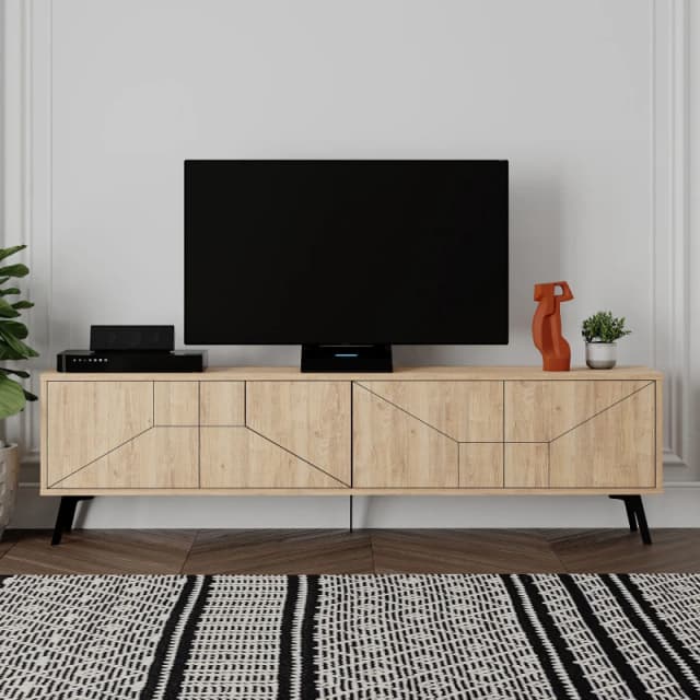 DECORTIE Decortie Dune Modern TV Stand Multimedia Centre TV Unit With Storage Cabinet 180cm - White M.TV.23532.3