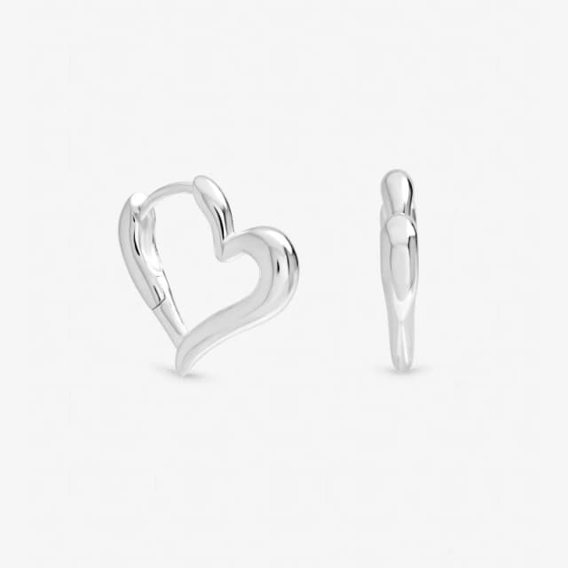 Inicio Sterling Silver Plated Polished Heart Hoops Silver female One Size