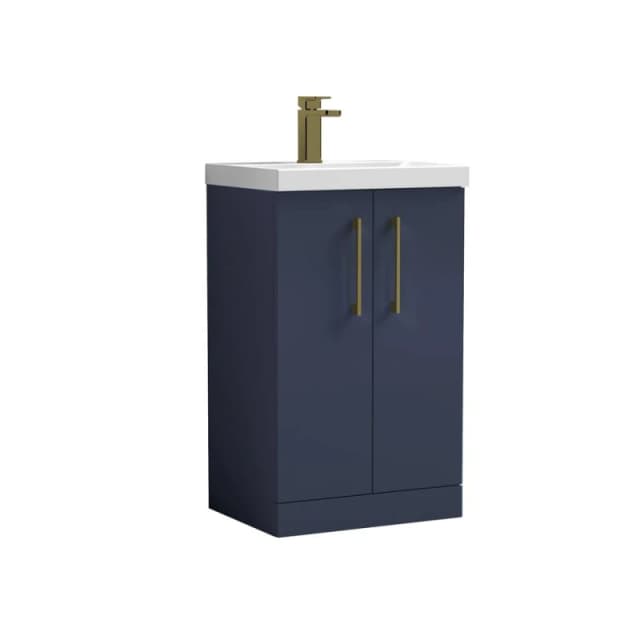 BALTERLEY Balterley Level Modern Bathroom 2 Soft Close Door & Mid-Edge Vanity Unit Basin, Midnight Blue, 500mm BALARN2901AH017