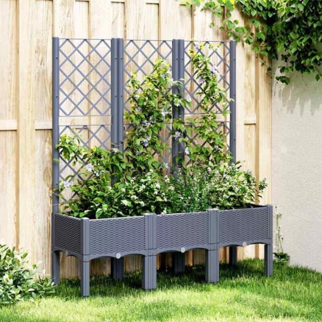 VIDAXL Garden Planter with Trellis Blue Grey 120x40x142cm pp Vidaxl 8721012411333