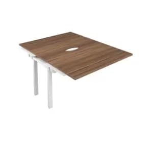 Telescopic Sliding 2 Person Extension Bench with Cut Out and White Frame - 1200mm - Dark Walnut