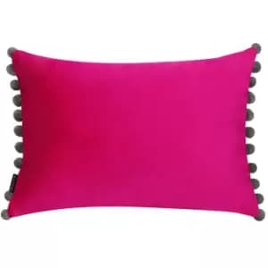 Fiesta Velvet Cushion Magenta/Grey, Magenta/Grey / 35 x 50cm / Polyester Filled