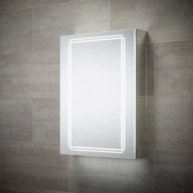 Sensio Harlow Wall-Mounted Illuminated Mirrored Bathroom Cabinet With Shaver Socket (W)500mm (H)700mm