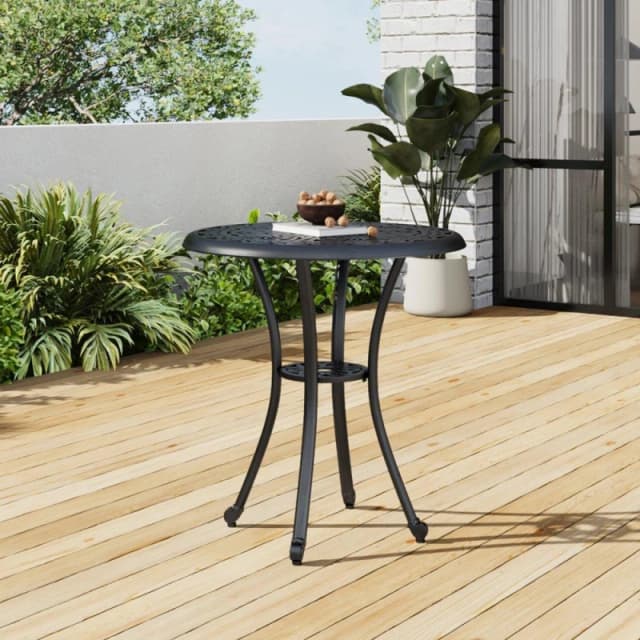 Breeins Cast Aluminium Garden Table with Umbrella Hole - Black L