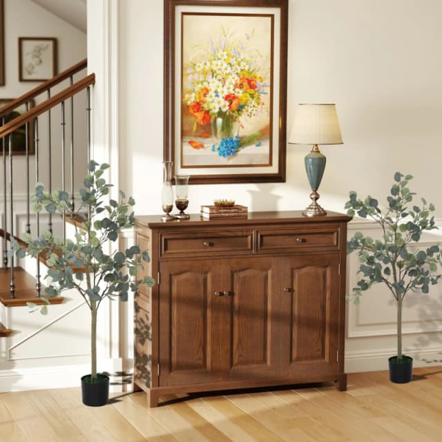 HOMCOM HOMCOM 2 Pack Artificial Plants, Faux Silk Eucalyptus Trees, 120cm in Green Green One Size Unisex 5063603551824