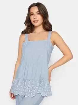 PixieGirl Petite Broderie Hem Cami Top - Blue Size 10-12, Women