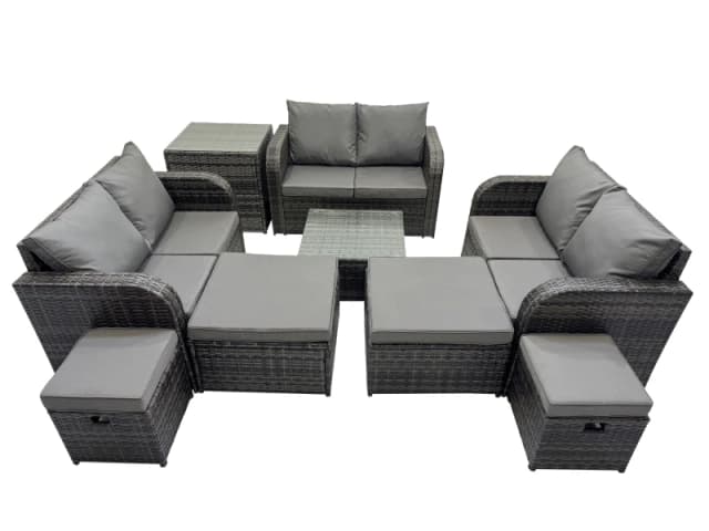 Fimous Love Sofa Square Coffee Table Set with 4 Stools Side Table in Dark Grey Dark Grey Unisex