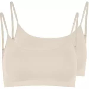 Pieces Rib Seamless 2-Pack Bra Top - Beige