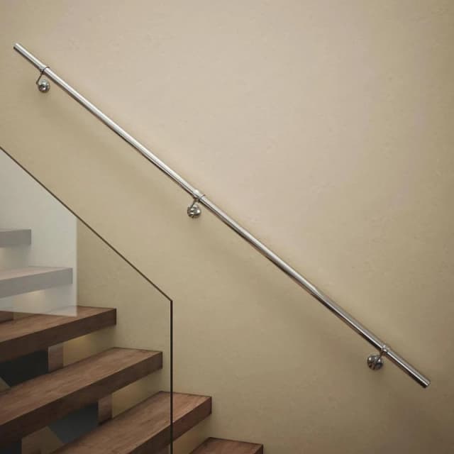 Forgeworks Polished Steel Premium Easy Install Indoor Stair Handrail Kit 2.4m in Silver Silver Unisex