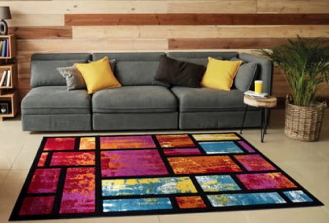 Smart Living Smart Living Modern Hand Carved Multicolour Soft Thick Area Rug - Rectangles in Red Size: 60cm x 110cm Red 60cm x 110cm Unisex 86805041