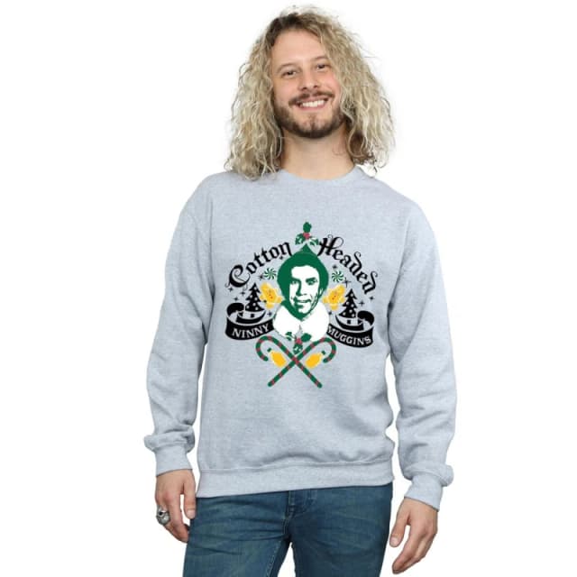 Elf Elf Men Headed Ninny Muggins Sweatshirt in Grey Size: Small Grey S Male 5057736071700