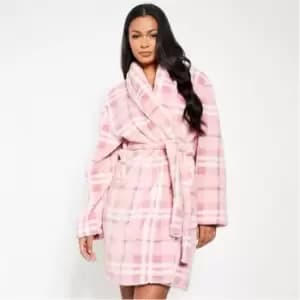 I Saw It First Tartan Dressing Gown - Pink