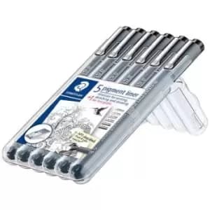 Staedtler 308 SB6P PIGMENT-LINER, 6 LINIENBREITEN,SCHWARZ Fineliner Black 0.05 mm, 0.1 mm, 0.2 mm, 0.3 mm, 0.5 mm, 0.8mm 6 pc(s)