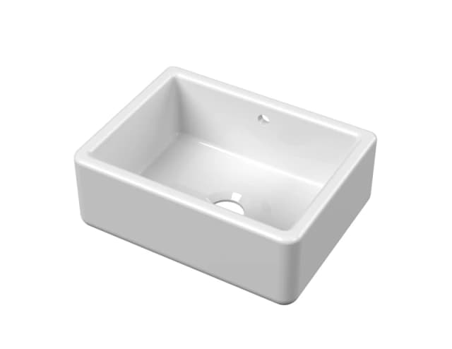 Balterley Fireclay Single Bowl Kitchen Sink 36mm Thick Sides Overflow 595mm White