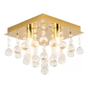 Spa Orlando 4 Light Ceiling Light Crystal Glass and Satin Brass
