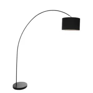 Solvac Arc Floor Lamp Black Matt, Linen Fabric