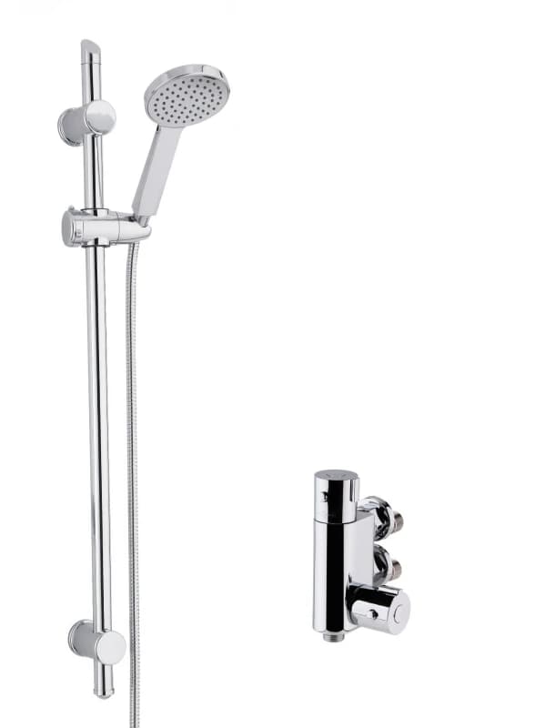Balterley Thermostatic Vertical Bar Valve Water Saving Handset Slider Rail Silver unisex