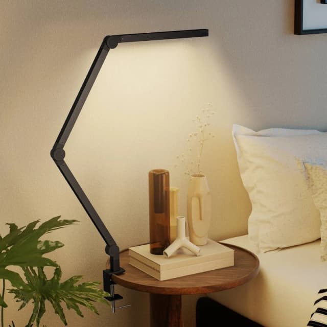 HOMCOM Desk Lamp with Adjustable Swing Arm, Dimmable LED Desk Light in Black Unisex