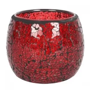 Large Round Red Crackle Candle Holder