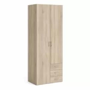 Space Wardrobe 2 Doors 3 Drawers In Oak Effect 2000