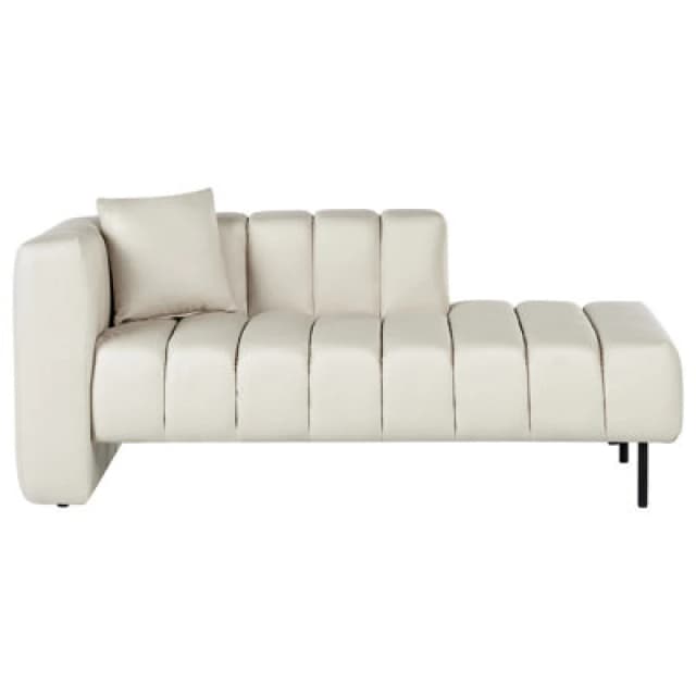 Beliani Left-Hand Chaise Lounge Lannils Faux Leather Off-White