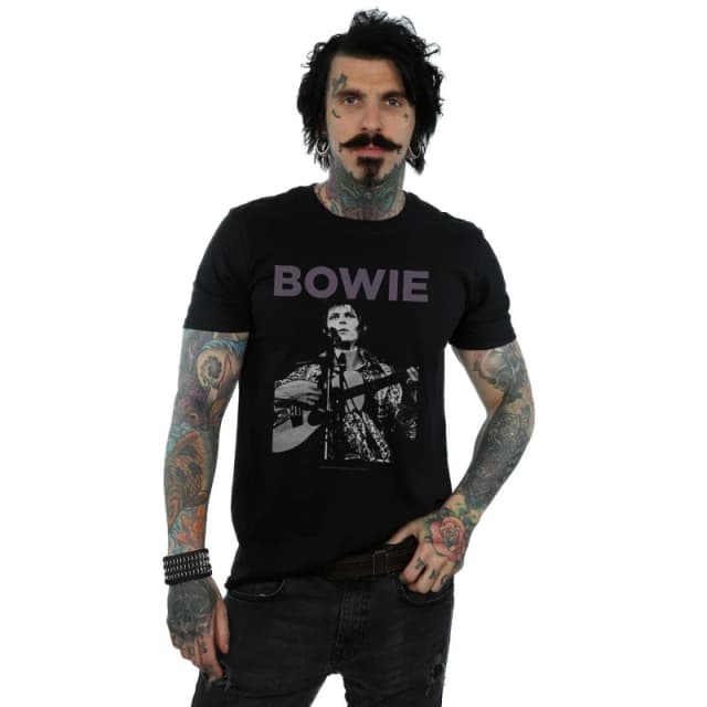 David Bowie David Bowie Men Rock Poster T-Shirt in Black Size: Small Black S Male 5057972008584