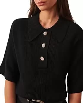 ba & sh Eliot Rhinestone Button Sweater