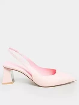 Yours Extra Wide Fit Point Slingback Mid Heel Court Shoe Pink, Size 4Eee, Women