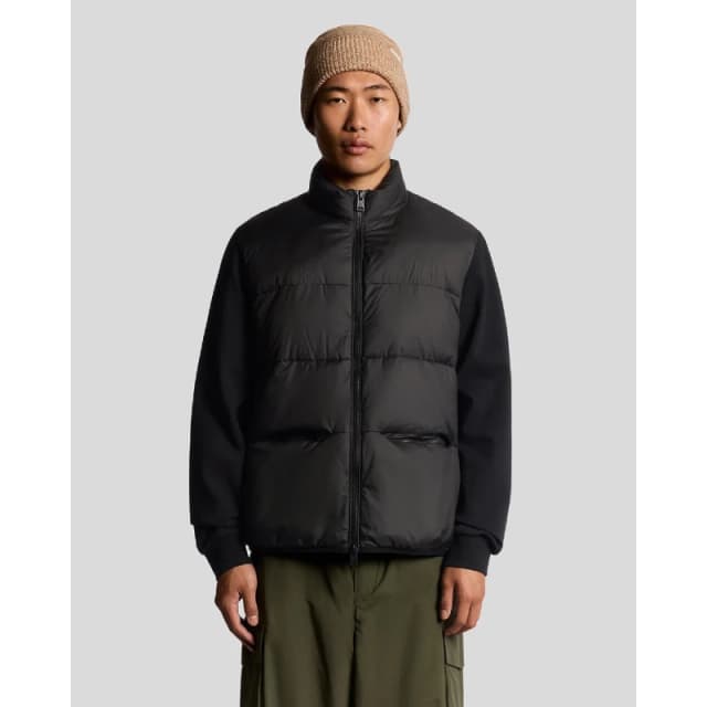 Lyle and Scott Funnel Neck Hybrid Zip Through Jumper Black male M