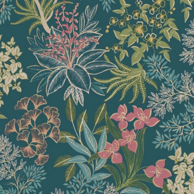 Full Bloom Wallpaper Teal Holden 14220