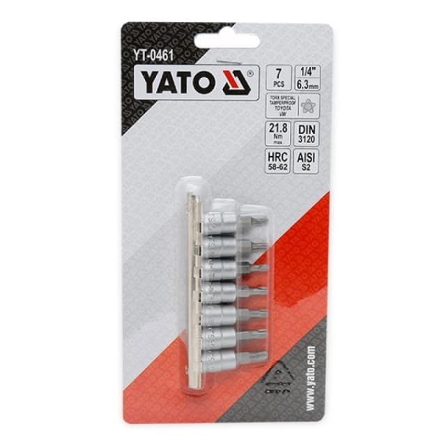 YATO YT-0461 Socket set Chrome Vanadium Steel, Drive: 1/4Inch, Number of tools: 7 Chrome Vanadium Steel Socket set (5840)
