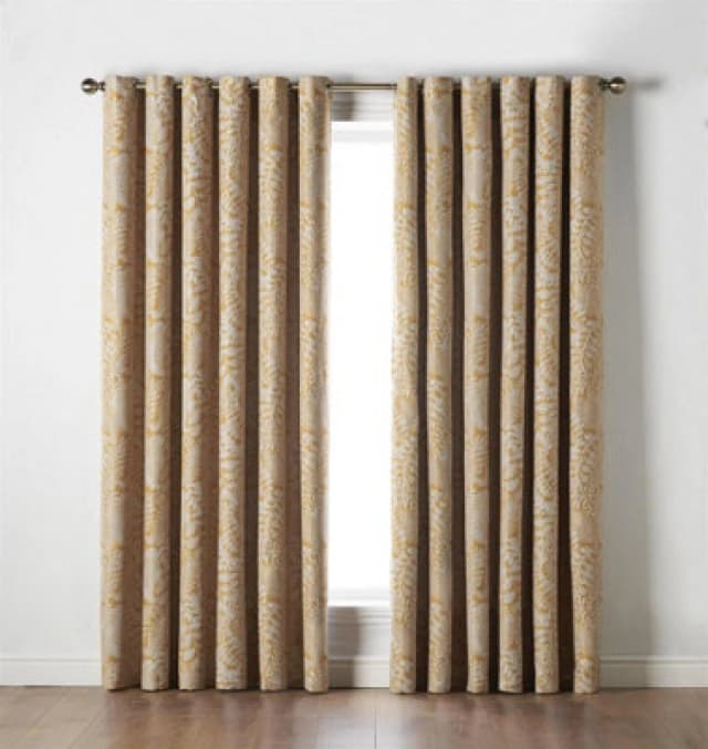 Luxury Living Fern Eyelet Ring Top Curtains Ochre