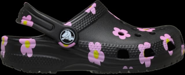 Crocs Kids Toddler Classic Flower Clogs Black C8