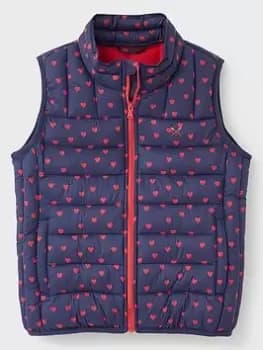 Crew Clothing Girls Lightweight Heart Print Gilet - Dark Blue, Dark Blue, Size 5-6 Years, Women