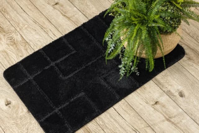 RugsX Bathroom Rug Supreme Lines, Non-Slip, Soft - Black 50X80 Cm