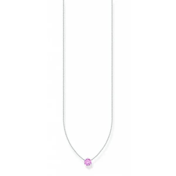 Thomas Sabo Sterling Silver Basics Pink Zirconia Necklace KE2210-051-9
