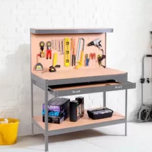 Neo Grey Workbench With Heavy-duty Steel Pegboard