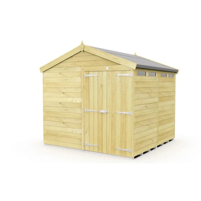 Buttercup Farm 8 x 6 Feet Apex Security Shed - Double Door - L187 x W231 x H217cm in Brown Brown Unisex