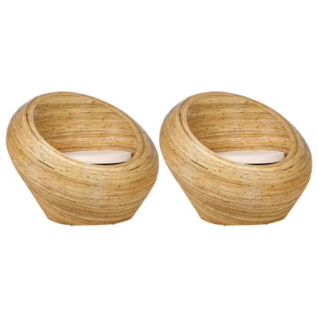 Beliani Set Of 2 Garden Armchairs Maiori Rattan Natural