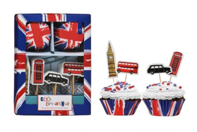 Premier Housewares Cool Britannia Cupcake Cases And Toppers Set Multi