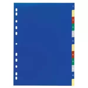 Durable Index A4 12 Part. 1-12 with Coloured Tabs Printed and Cover Sheet PP
