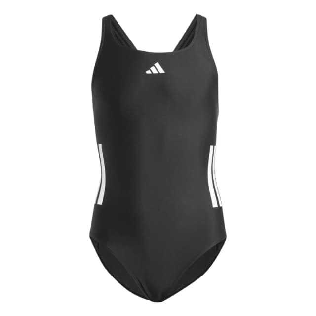 adidas Three Stripe Swimsuit Junior Girls One Piece Swimsuits 4-5 Years Black 35303640145