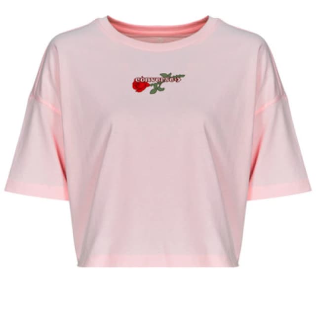 Converse TLMN VDAY CROP OS TEE womens T shirt in Pink
