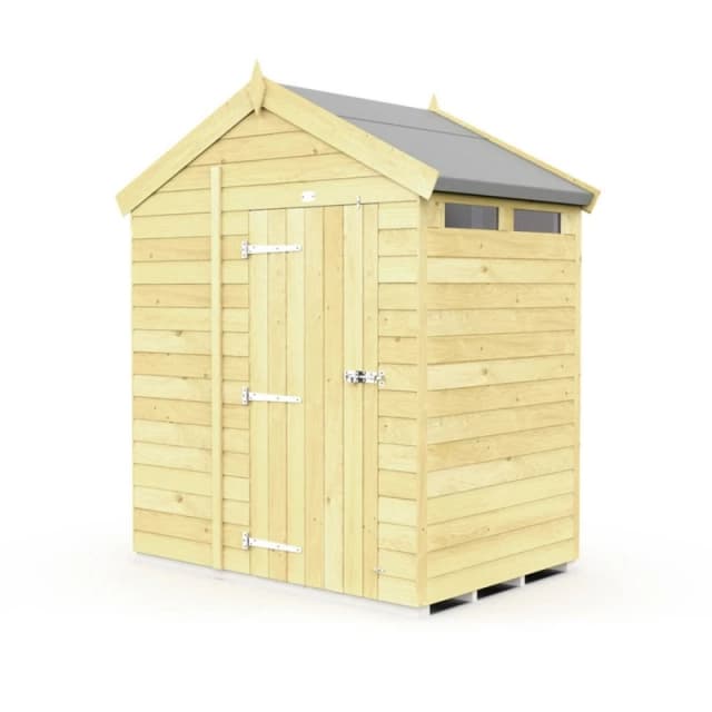 Buttercup Farm 6 x 4 Feet Apex Security Shed - Single Door - L127 x W175 x H217cm in Brown Brown Unisex