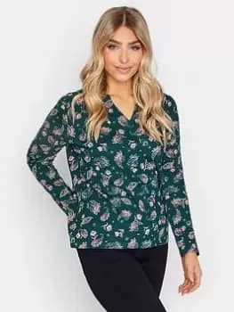 M&Co Paisley Print Long Sleeve Top - Teal, Blue, Size 12, Women