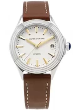 Unisex Jasper Conran London 40mm Watch with a White Dial and a Brown Leather strap J1L106021