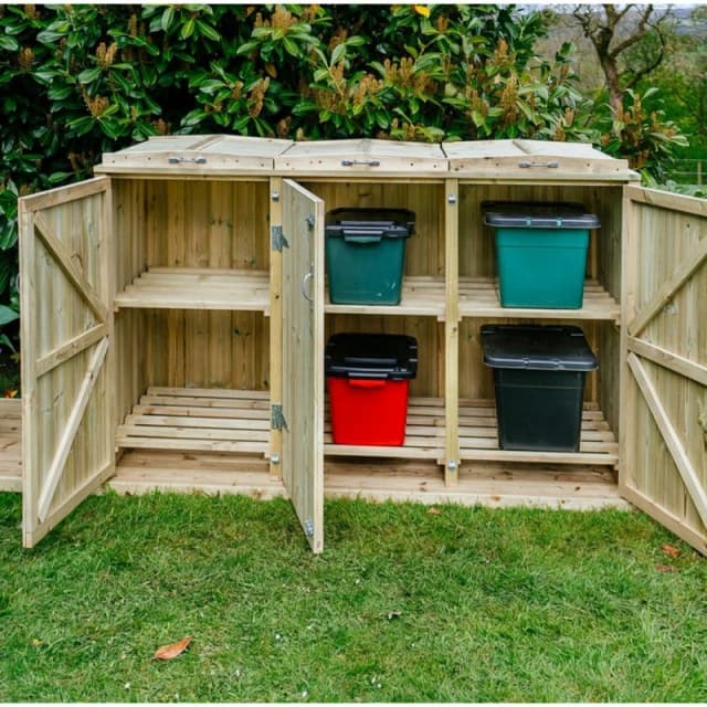 The Garden Village Shireburn 6 Recycle Box Store, Brown SGRB-6-TGV