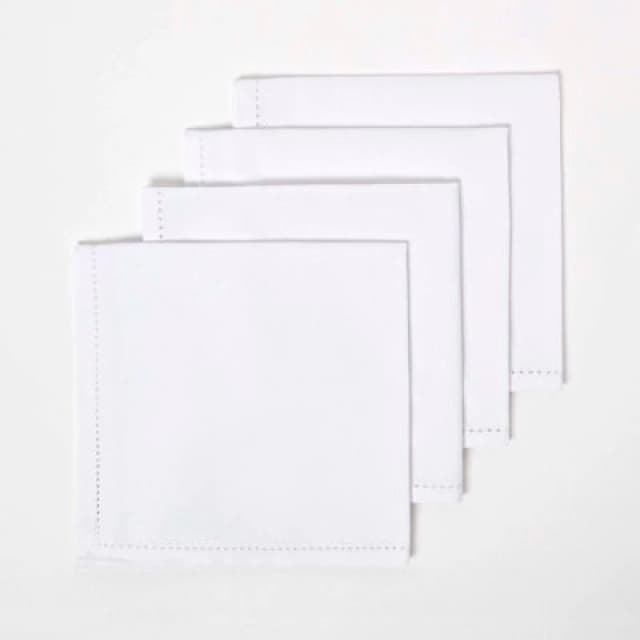 Homescapes Cotton Fabric 4 Napkins Set White