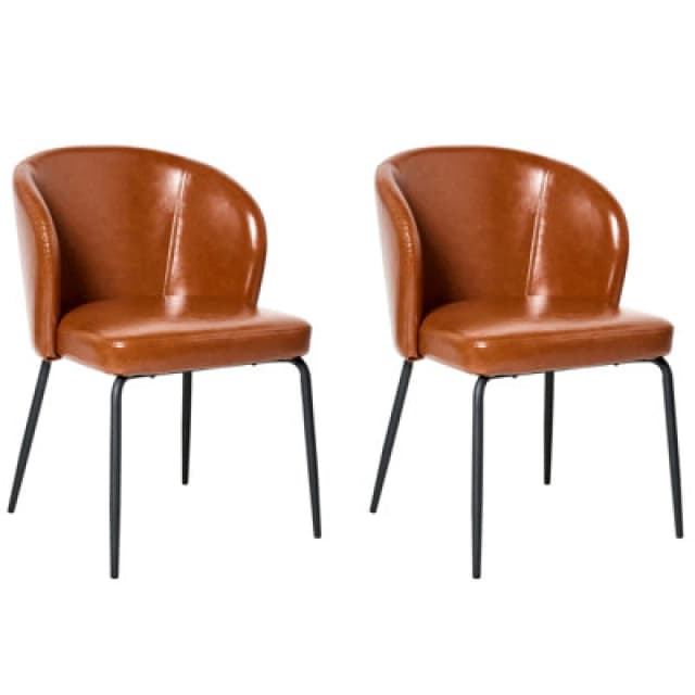 Beliani Set Of 2 Dining Chairs Zana Faux Leather Golden Brown
